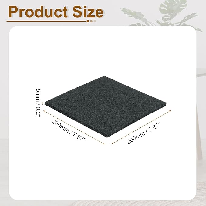 uxcell Felt Furniture Pads, 1Pcs 7.87" x 7.87" Adhesive Backed Felt Non-Slip Anti-Scratch Chair Leg Protectors for Protecting Hardwood Floor, Black