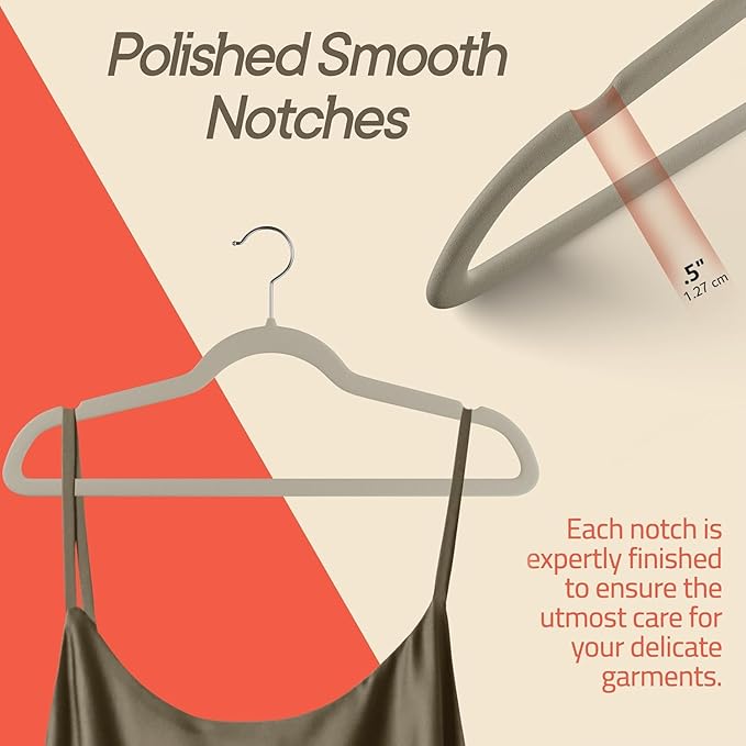 Ivory Velvet Hangers 150 Pack – 360° Swivel Hook, Non-Slip and Space Saving Hangers, Heavy-Duty 11 lbs Weight Capacity - Smooth Velvet Finish for Crease-Free Clothes and Effortless Closet Organization
