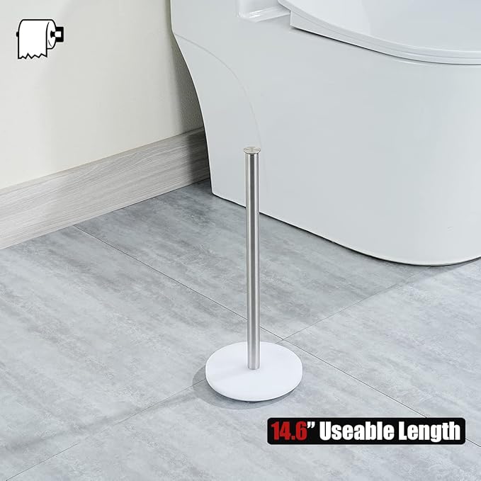 JQK Toilet Paper Storage Stand, 304 Stainless Steel Thicken 0.8mm Tissue Reserve Holder Dispenser for Bathroom, Brushed Steel, TPS180-WN
