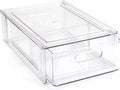 Smart Design Pull-Out Stackable Storage Bin with Removable Dividers - Small - 12.5" D x 8.35" W x 4.13" H - Clear