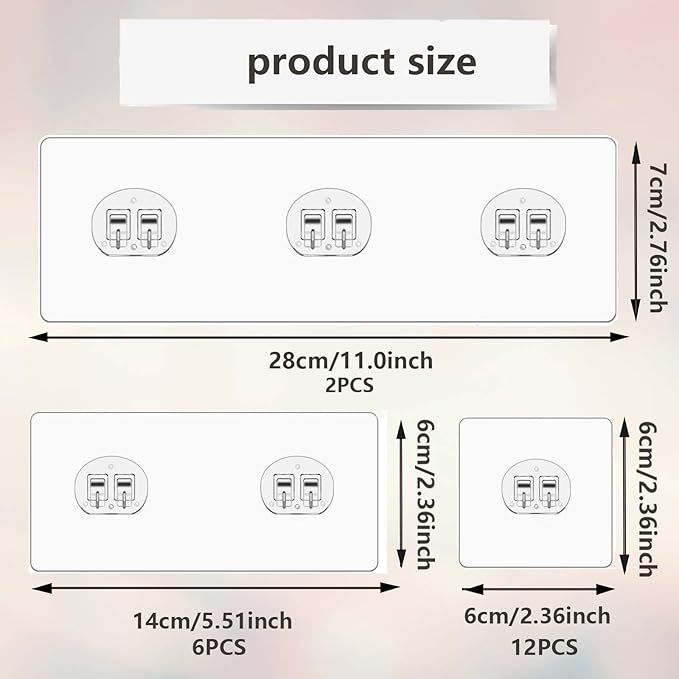 20 PCS Shower Caddy Replacement Hooks, Transparent Adhesive Pad, No-Trace Wall Stick for Corner Shelf, Bathroom & Kitchen Storage