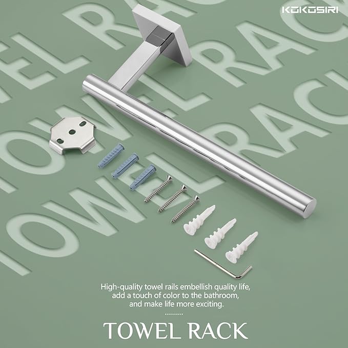 KOKOSIRI Hand Towel Bar Chrome Bathroom Towel Rail Holder Kitchen Paper Holder Wall Mounted Toilet Cabinet Mount, Polished Stainless Steel B3008CH