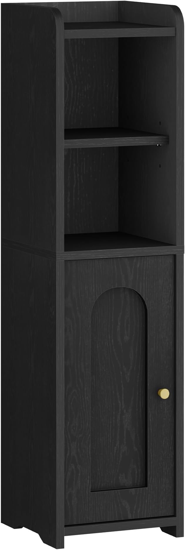 Bathroom Storage Cabinet, Corner Floor Cabinet with Doors and Adjustable Shelf, Narrow Toilet Paper Cabinets, Bathroom Organizer for Small Spaces, Black, BC19704X
