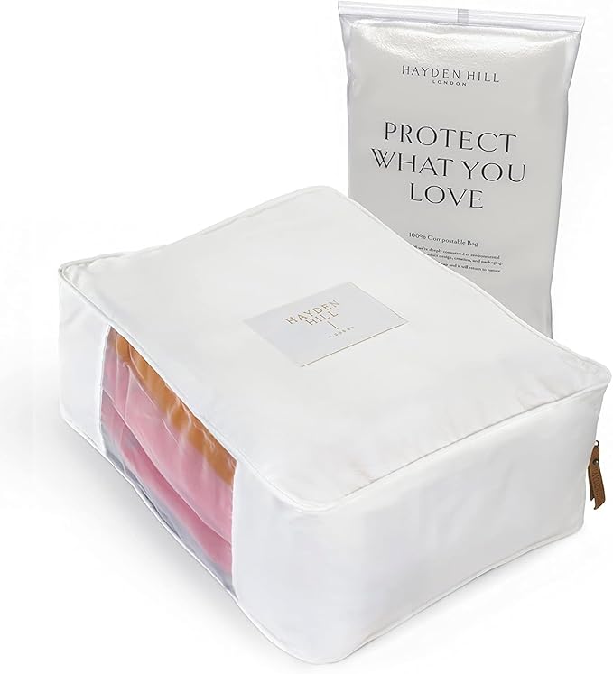 Hayden Hill Luxury Organic Cotton Sweater Storage Bag - Fits 4 Fine Knits - 15 Inch - Breathable Clothes Storage For Cashmere - Clothing Storage and Organizer For Closet - Certified Carbon Neutral