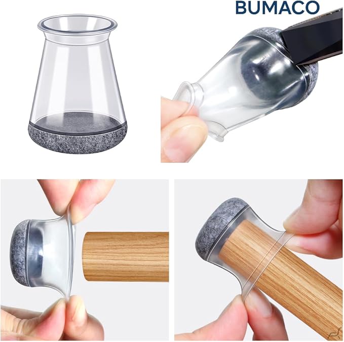 BUMACO Chair Leg Floor Protectors Chair Leg Protectors for Hardwood Floors Silicone Pads Covers to Protect Floors Clear-20 Pcs Universal XS (8/16"-15/16")