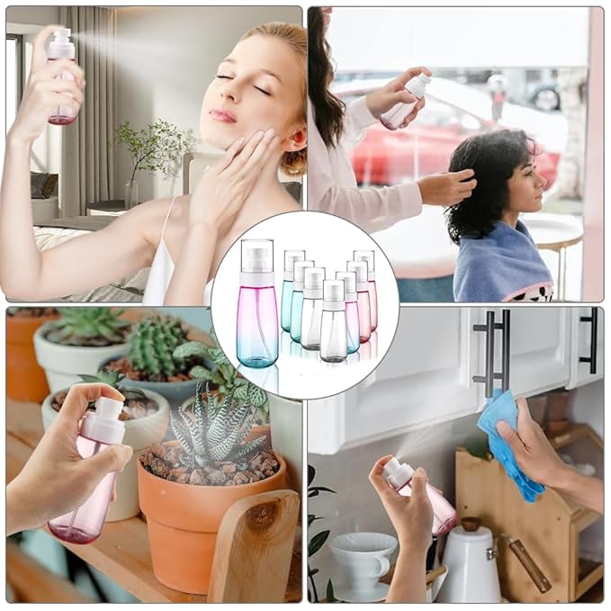 Cosywell Fine Mist Spray Bottles TSA Approved 3.4oz 100ml 8 Pack Leak Proof Travel Spray Bottle Empty Small Spray Bottles for Perfume Essential Oils Toners Rose Water Cosmetics （8PCS-4Colors）