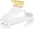 MIZGI Premium Velvet Hangers Pack 30 Pcs Heavyduty - Non Slip Slimline - Velvet Suit Hangers White - Gold Hooks,Space Saving Clothes Hangers