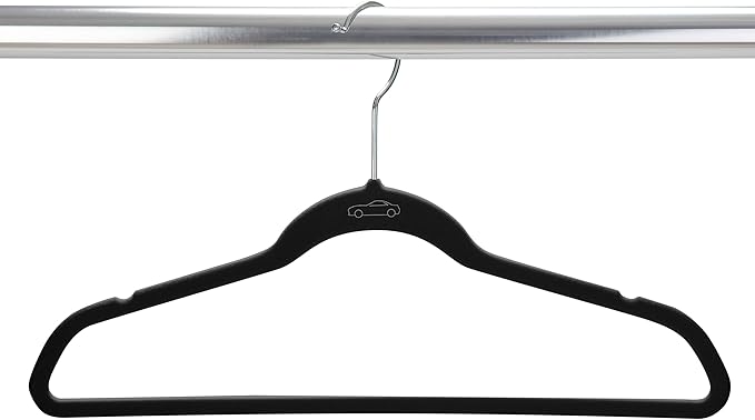 Simplify 100 Pack Kids Velvet Hangers | Slim | Non-Slip Design | Space Saving | Childrens Clothes | Shirts | Pants | Dresses | Baby Nursery | Closet Storage & Organization | Black