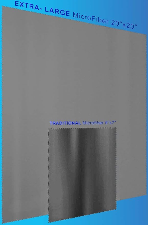 20"x20"(50x50CM) Extra Large Oversized Microfiber Cleaning Cloth, Ideal for Electronics and Screens, Lenses on Cameras, Binoculars, telescopes, All Types of Optical Glass (1Pack Gray)