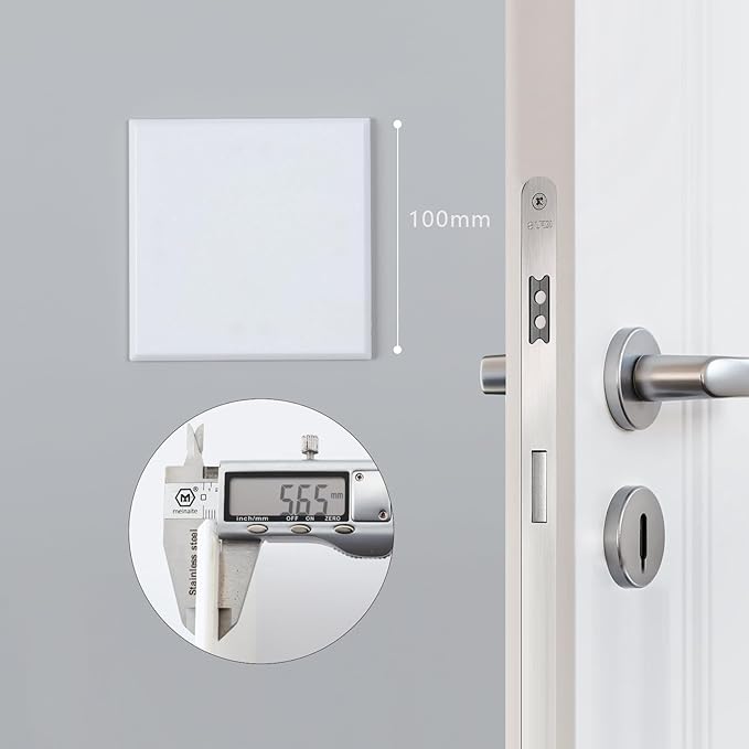 HOME MASTER HARDWARE Self Adhesive Wall Protector Square 4 inch, 10 Pack Door Handle Wall Shield Guard Door Stop, Rigid Vinyl Wall Protection Pad White