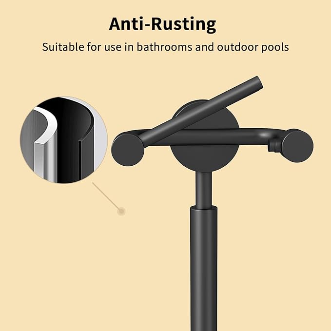 YUMORE Toilet Paper Holder Stand,Modern Freestanding Matte Black Bathroom Floor Standing Toilet Paper Roll Holder,Stainless Steel Round Weighted Base Bath Tissue Holder