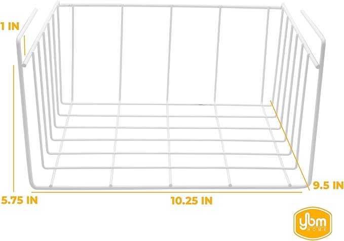 YBM Home Under Shelf Wire Basket Storage Organizer for Kitchen Pantry - Hanging Storage Cabinet Organizer Rack Adds Extra Storage Space Underside the Shelf, Small