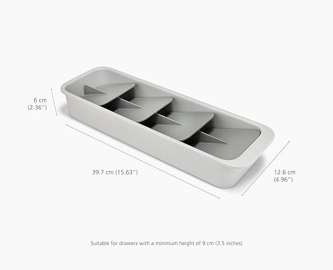 Joseph Joseph DrawerStore Compact Tiered Flatware Cutlery Kitchen Drawer Organizer, Disassembles for Easy Cleaning, Recycled Plastic