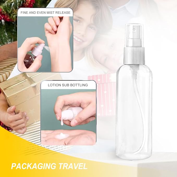 Spray Bottles 6 pcs, Refillable Cosmetic Spray Bottles, Small Refillable Liquid Containers, 2oz/50ml Clear Empty Fine Mist Plastic Mini Travel Bottle