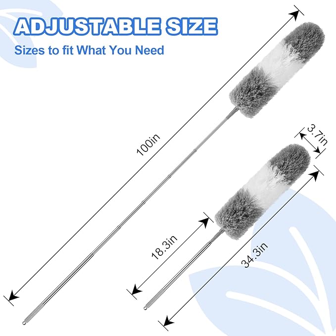 Dusters for Cleaning,Feather Duster with Extension Pole,Ceiling Fan Cleaner Duster,Long Duster Extended Handle,Blind Cleaner Dusting