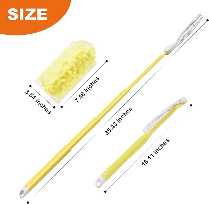 JOYMOOP Scented Telescopic Duster kit, 3FT Extendable Handle (Yellow) + 24 Yellow Refill Heads – Easy Cleaning for Ceilings, Ceiling Fans, Blinds, Vents & Shelves