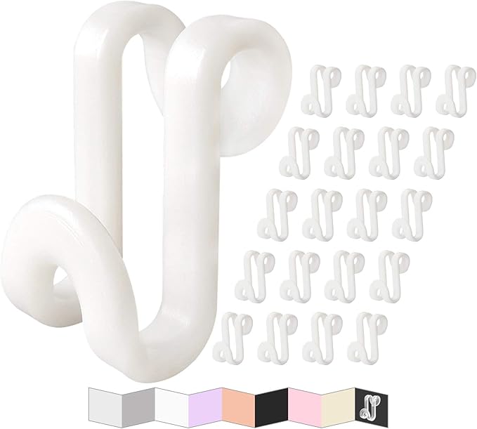 Clothes Hanger Connector Hooks, Outfit Hangers, Hanger Extender Clips, Cascading Hanger Hooks, Velvet Huggable Hangers Accessory, Heavy Duty Space Saving for Closet 60 Pack (White)