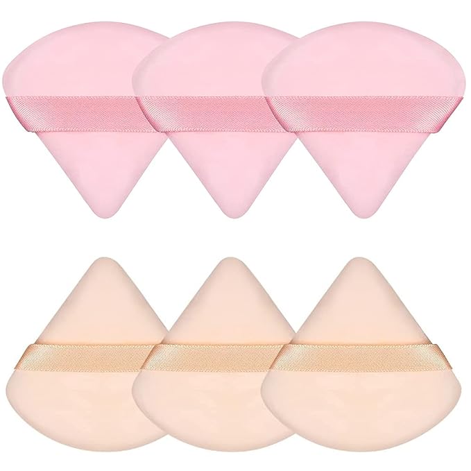 Pimoys 6 Pieces Powder Puff Face Triangle Makeup Sponge Soft Powder Puffs for Loose Powder Foundation Sponge Setting Powder Puff Makeup Tool