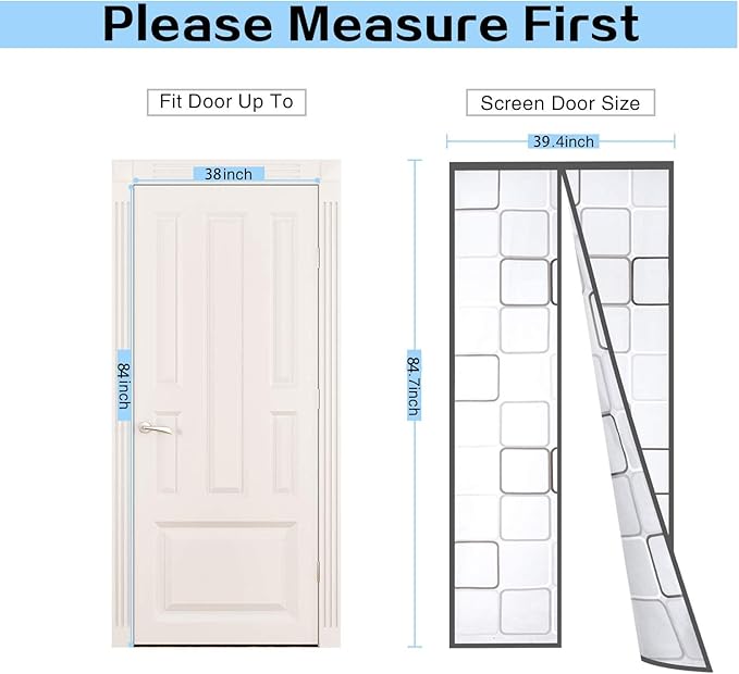Insulated Curtain, Thermal Magnetic Self-Sealing EVA Screen, Keep Cold Out Cover Auto Closer for Kitchen, Bedroom, Air Conditioner Room, Hands Free, Fits Doors up to 38" x 84", Grey