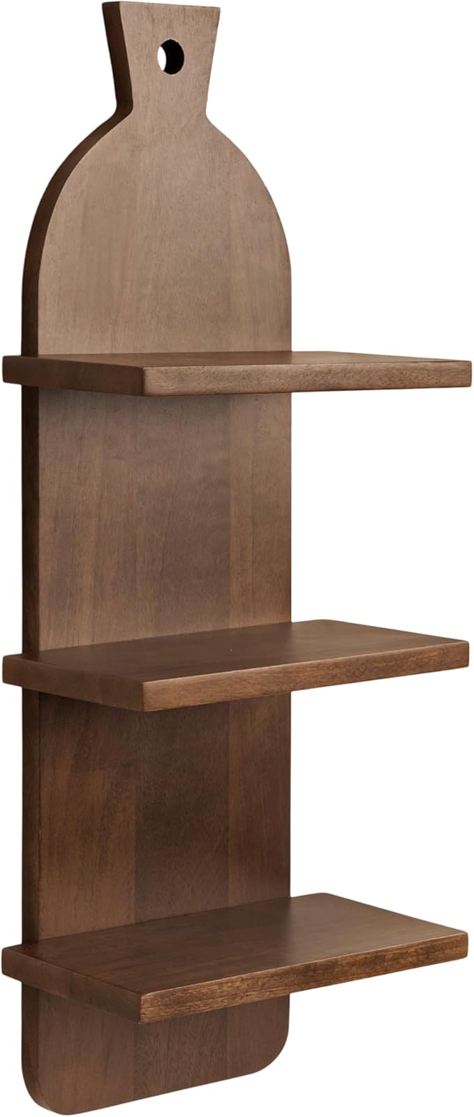 Kate and Laurel Braxton Modern Farmhouse Three-Tier Wall Shelf, 12 x 7 x 32, Natural Brown, Transitional Tiered Wood Display Shelf for Kitchen Spice Rack