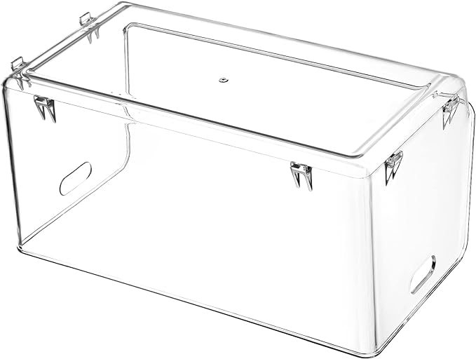 Nicunom 2 Pack Stackable Plastic Storage Bins Open Front, Clear Pantry Organizer Bin Household Food Storage Bin for Kitchen Countertops Cabinet Shelf Fridge