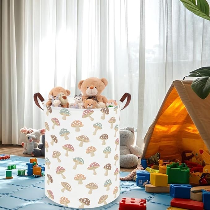 Mushroom hamper,Laundry Basket,Collapsible Canvas Waterproof Storage Bin,Nursery Hamper,Gift Baskets,baby Laundry Hampers,Room Decor(Mushroom)
