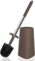 SetSail Toilet Brush, Compact Size Toilet Bowl Brush and Holder Toilet Brushes for Bathroom with Stainless Steel Handle Toilet Cleaner Brush with Durable Scrubbing Bristles, Brown