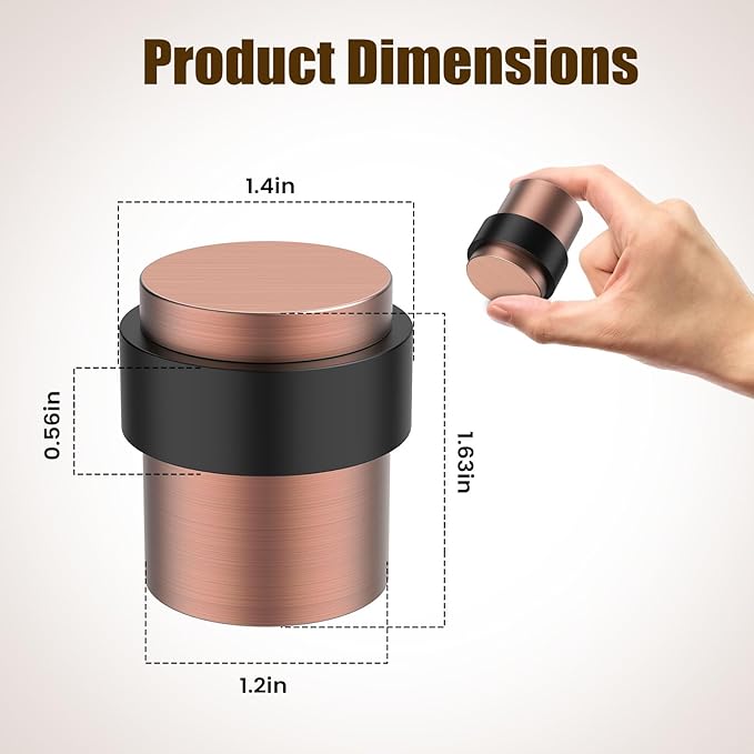 2 Pack Antique Copper Door Stoppers for Floor Mounting， Door Stopper Heavy Duty，304 Stainless Steel Cylindrical Made with Rubber Bumper，Floor Mount Door Holder Keep Door Open