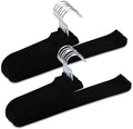 Velvet Pants Hangers - 16 Pack Black Non Slip Open Ended Hanger with 360 Swivel Hook - Closet Space Saving Hanger for Heavy Pants, Jeans, Trousers, Scarf