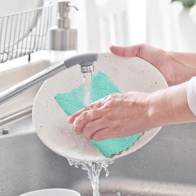TOYANDONA 10pcs Kitchen Dish Cleaning Cloths Double-Sided Thickened Microfiber Towels 16x27cm Colorful Absorbent Dishwashing Rags for Countertop and Household Use