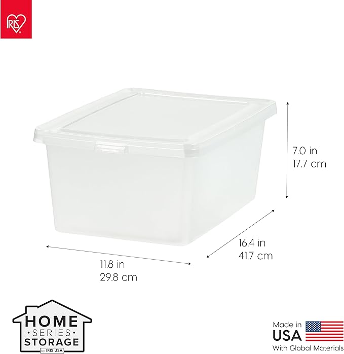IRIS USA 4-Pack Storage Bins with Lids, 17 Quart, Shoe Boxes Clear Stackable Containers Organize Shoes Closet Shelves, Classroom Organization Teacher Tools, Game Storage - BPA-Free Plastic