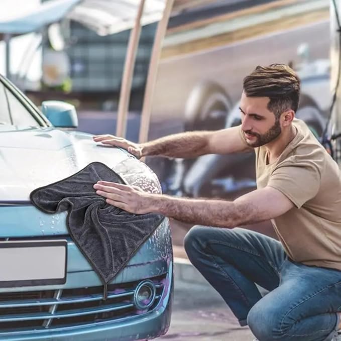 Car Drying Towel Microfiber Towel Car Washing Cleaning Cloth Dual Layers Ultra Absorbent for Auto Detailing (12" x 16")