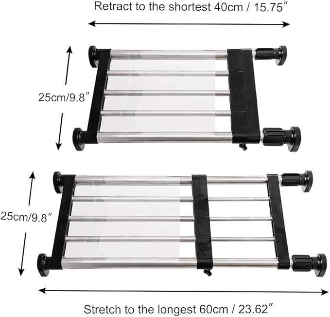 BAOYOUNI Expandable Closet Shelf Tension Rod Clothes Hanger Storage Rack Adjustable DIY Shelving Unit Cabinet Kitchen Bathroom Divider Separator Organizer, Black