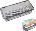 Flatware Tray with Lid and Drainer,Silverware Tray Kitchen Dinnerware Holder and Utensil Storage Container for Flatware and Silverware (Grey)