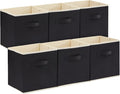Lifewit Storage Cubes, Foldable Decorative Fabric Storage Baskets for Organizing Home Organizers with Handles for Shelves, Closet, 13 Inch Bins, 36L Black, 6 Packs
