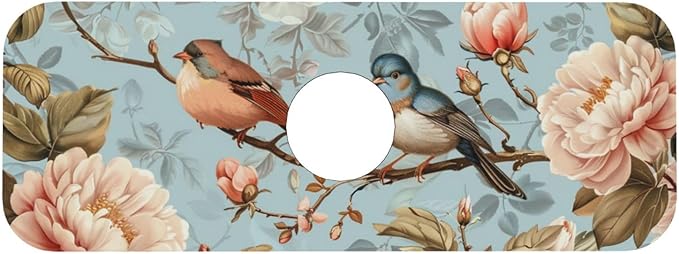 Faucet Draining Mat For Kitchen Sink, Blue Birds Peonies Flowers Diatom Mud Absorbent Drain Pad For Bathroom Kitchen Sink Splash Guard Drying Mat