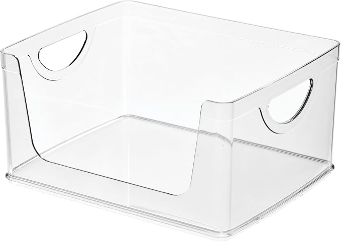 iDesign Stackable Open-Front Storage Bins with Handles for Kitchen and Pantry - Set of 4 - Clear
