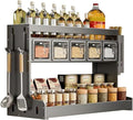 Kitchen Seasoning Shelf Spice Rack Wall Mount with Hooks and Utensil Holder Hanging Seasoning Box Shelf Seasoning Jar Organizer for Sugar Salt Pepper Oil Bottle (5 Boxes)