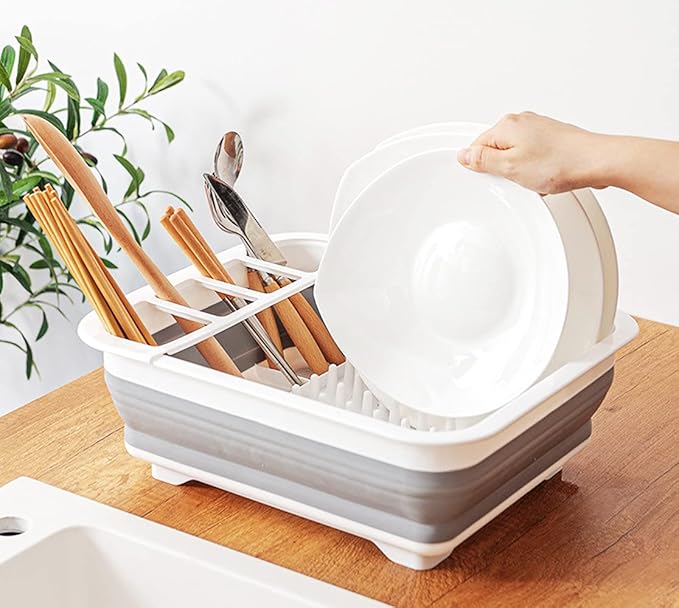 Drying Rack Kitchen, Dish Drying Rack, Dish Racks for Kitchen Counter, Dish Rack, Collapsible Dish Drying Rack—Suitable for Kitchens, motorhomes, Yachts, Campers (Off-White)