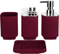 4Pack Bathroom Accessories Set, Bohemian Bathroom Sink Set, Contain Soap Dispenser, Toothbrush Holder, Soap Dish & Mouthwash Cup,Square soap and Toothbrush Holder Set