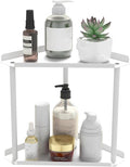 2 Tier Bathroom Counter Organizer, Vanity Organizer Corner Shelf, Skincare, Makeup Countertop Organizers, Kitchen, Bathroom Counter Storage, White