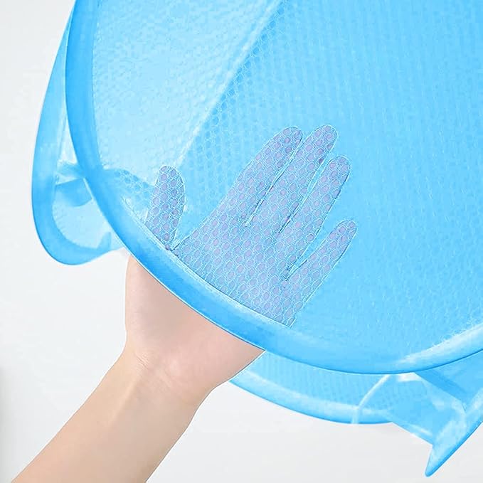 Mesh Laundry Hamper, Pop Up Laundry Basket Portable Collapsible Clothes Storage Bin for Bedroom, College Dormitory, Apartment, Foldable Clothes Hamper, Sky Blue