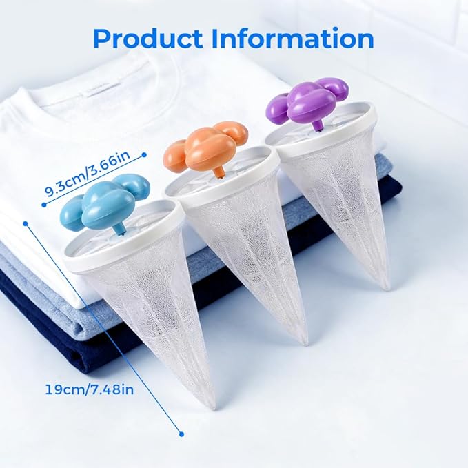 3Pcs Floating Hair Filtering Mesh Removal, 2026 Upgraded Floating Hair Catcher, Washing Machine Lint Filter for Laundry, Reusable Pet Hair Remover for Home Use (3)