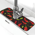 Faucet Draining Mat For Kitchen Sink, Red Chili Pepper Diatom Mud Absorbent Drain Pad For Bathroom Kitchen Sink Splash Guard Drying Mat