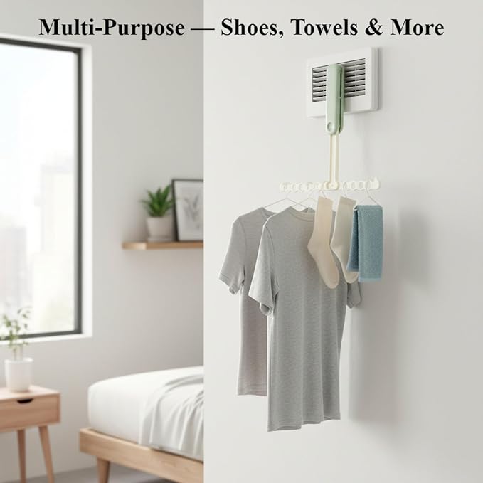 WZZHHJ Portable Foldable Clothes Drying Rack — No-Drill Air-Conditioner Hanging Mount, Quick-Dry Foldable Laundry Shelf for Small Spaces, Travel & Apartment Use (Pink)