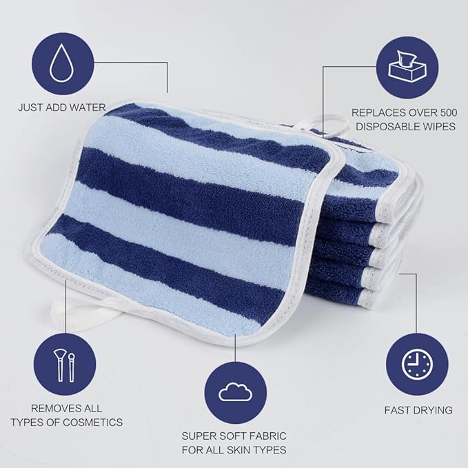 SINLAND Microfiber Facial Cloths Fast Drying Washcloth 8inch x 8inch Absorbent Face Wash Cloth Soft Makeup Remover Cloths