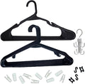Plastic Hangers 20 Pack, Pants Hangers with Clips, Durable Non-Slip Space-Saving for Single Person Needs Include 10 Clips+ 4 connectors+1 Belt Storage (2, Black)