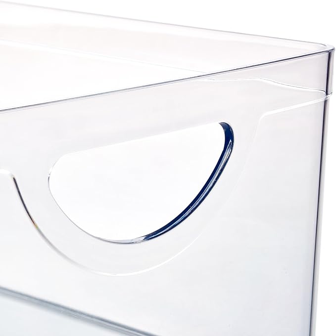 iDesign Stackable Open-Front Storage Bin with Handles for Kitchen, Clear, Made in USA