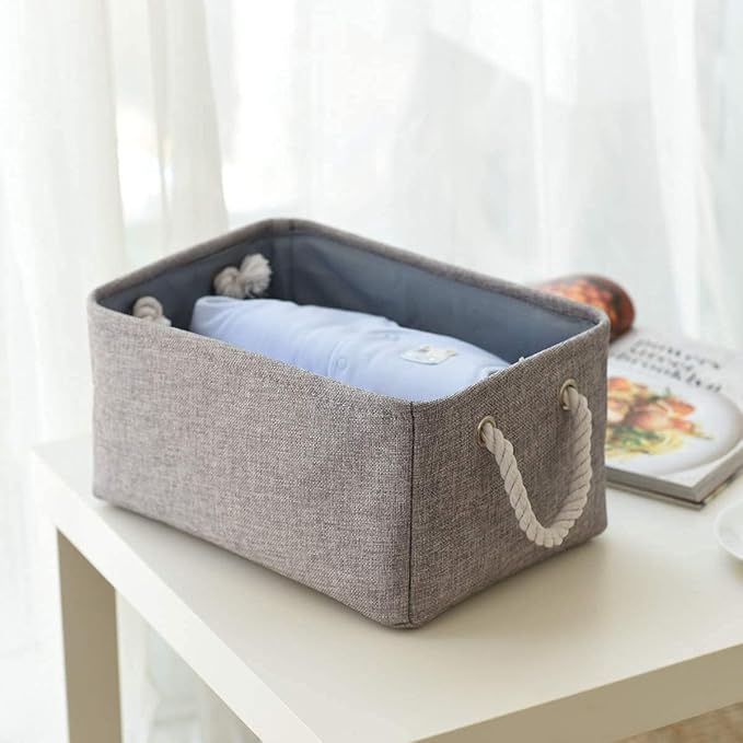 Sacyic Storage Basket Fabric Sturdy Canvas Storage Bins Organizer with Handles for Clothes and Storage Foldable Storage Boxes Cubes