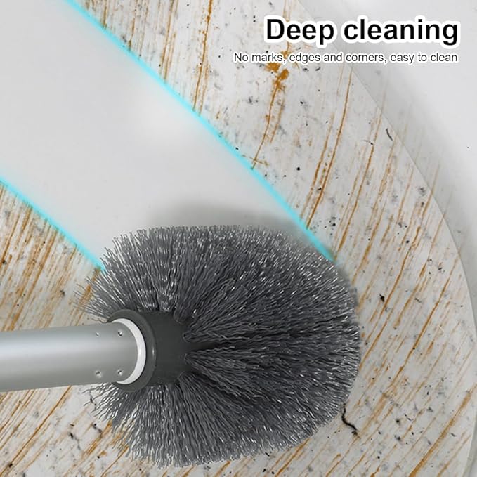 Toilet Brush and Holder Set with Fine Seam Brush, Toilet Bowl Brush Head with Ventilated Holder, Wall Mounted Toilet' Scrub Brushes Set for Bathroom Deep Cleaning(Color:White Grey)